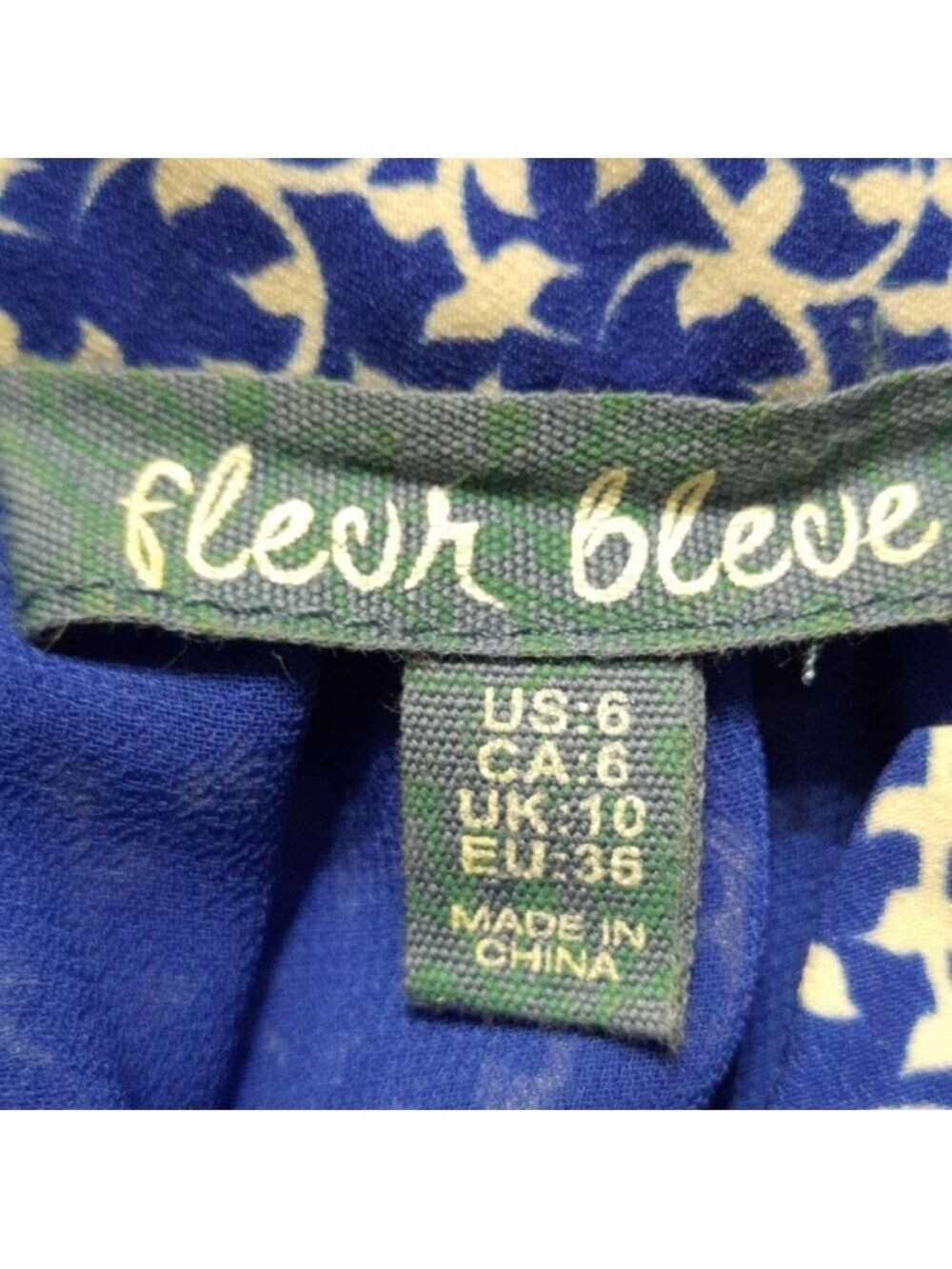 Fleur Bleue Blue White Sleeveless Dress Size 6 - Picture 3 of 5
